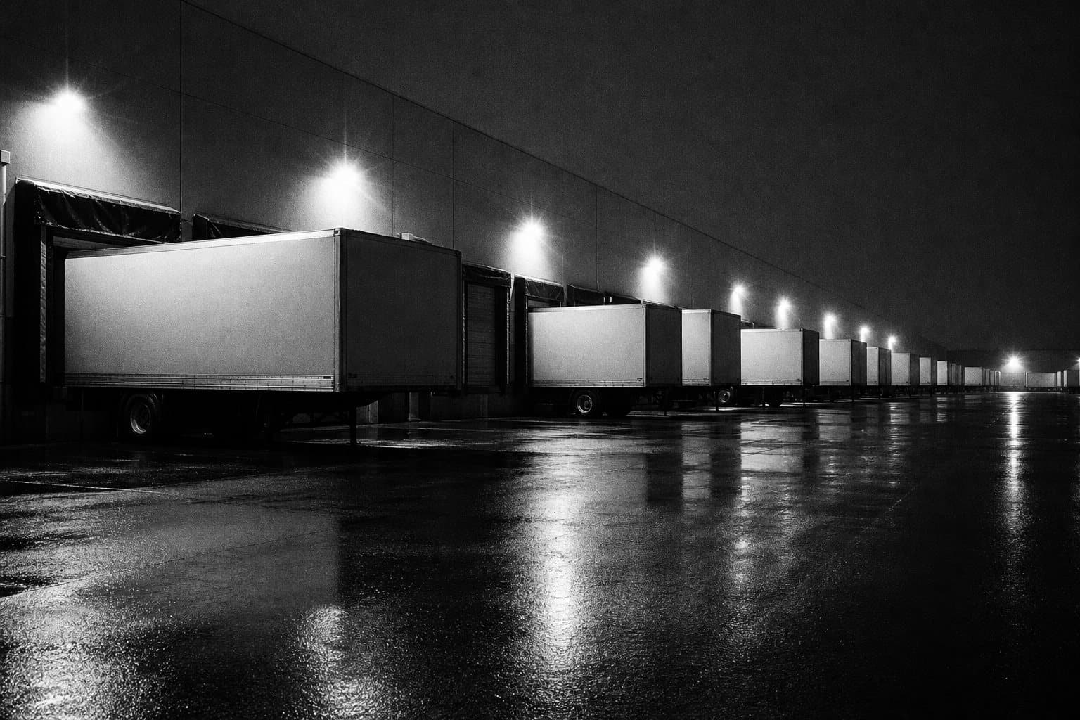 Pátio de distribuição antes do amanhecer